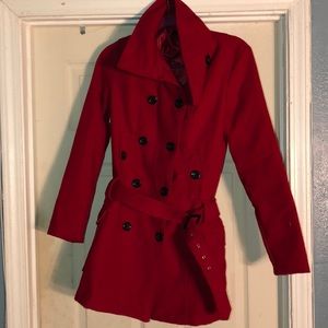 Gently Worn Red Peacoat